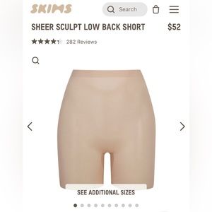 NWT Skims Sheer Low Back Short